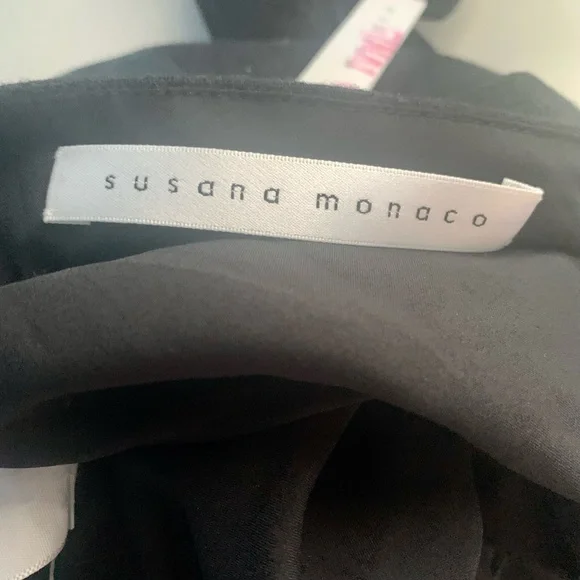 Susana Monaco Black Wool and Genuine Leather Dress NWT Size 4